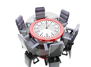 3d Office table as clock with armchairs