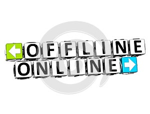3D Offline Online Button Click Here Block Text