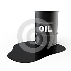 3d oil barrel and leaked oil