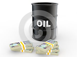 3d oil barrel and UAE dirhams