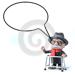 3d Old man with speech bubble