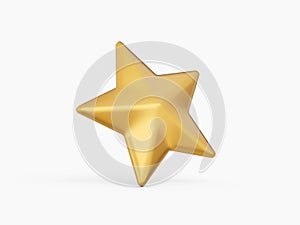 3d One Golden Shiny Rating Star Symbol Isolated On White Background, 3d illustration