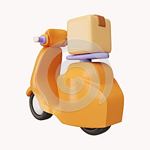 3D Online express delivery scooter service concept, fast response delivery by scooter, courier Pickup, Delivery, Online