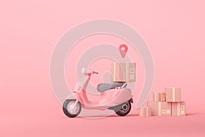 3D Online express delivery scooter service concept, fast response delivery by scooter, courier Pickup, Delivery, Online Shipping