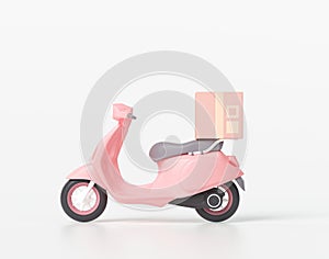 3D Online express delivery scooter service concept, fast response delivery by scooter, courier Pickup, Delivery, Online Shipping
