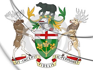 3D Ontario coat of arms, Canada.