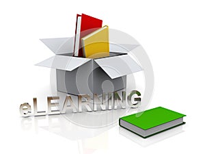 3d open box and books