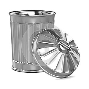 3d Open trash can with lid