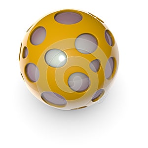 3d orange alien techno object ball