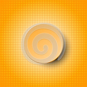 3d orange circle paper design on white halftone dots pattern with orange background for abstract concept