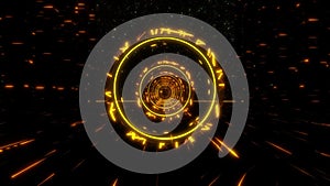 3D Orange Gold Sci-Fi Stargate Tunnel VJ Loop Motion Background