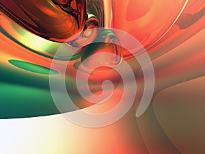 3d Orange Green Shiny Abstract Background