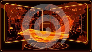 3D Orange Jet Fighter HUD Interface Motion Graphic Element