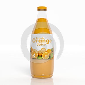 3D orange juice transparent glass bottle