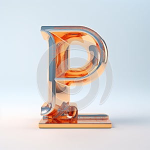 3d Orange Metal Letter In Glass: Ray Tracing, Ferrania P30, Petzval 85mm