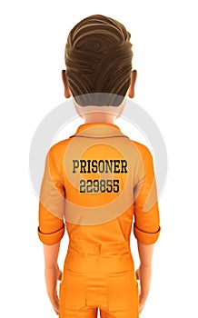 3d orange prisoner back view