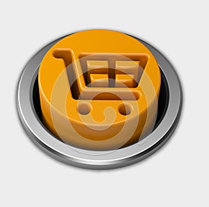 3D orange shopping cart push button