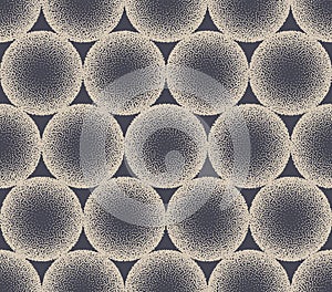3D Orb Stippled Regular Seamless Pattern Geometric Vector Abstract Background