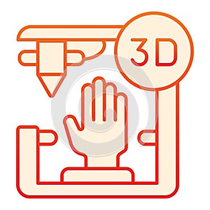 3D organ printing flat icon. Bionic hand printing orange icons in trendy flat style. 3d arm printing gradient style