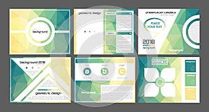 3d origami yellow to green powerpoint presentation templates vectors.