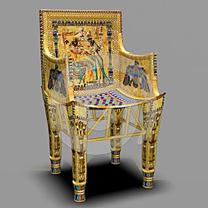 3D Ornate Golden Egyptian Throne
