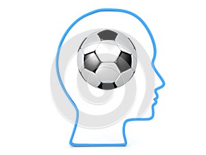 3D Outline of head with football inside it