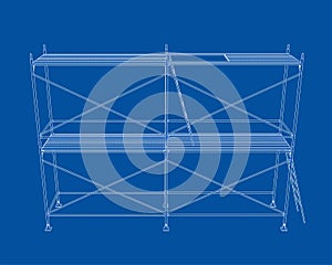 3D outline scaffold. Vector rendering of 3d