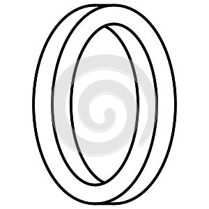 3d oval letter O, endless oval optical illusion