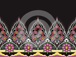 3D Painting, Traditional Mexican floral seamless pattern. Colorful ethnic ornament in folk embroidery style. Vector background