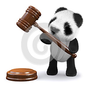 3d Panda bear with gavel