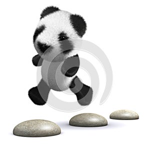 3d Panda stepping stones