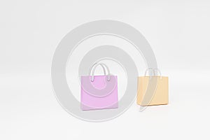 3D Paper bags on white background. Sale banner for online shopping concept. 3D rendering,3D illustration