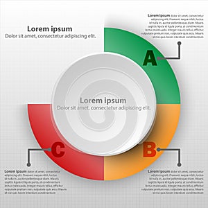 3D paper circle with colorful percentage level pie chart for website presentation cover poster design infographic