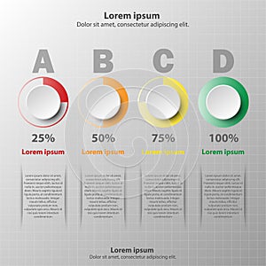 3D paper circle with colorful percentage level for website presentation cover poster design infographic illustration