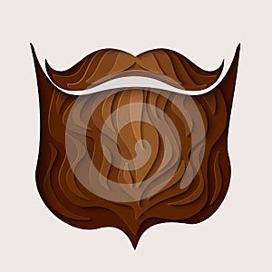 3d paper cut hipster beard with mustache design