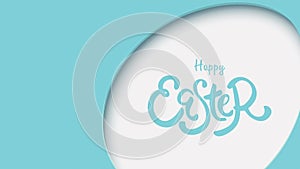 3d paper cut illustration of easter rabbit, grass, flowers and egg shape. Happy easter greeting card modern template. - Vector