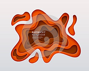 3d paper cut style background Orange vector composition, layered papercut effect