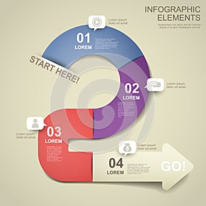 3d paper flow chart infographic elements