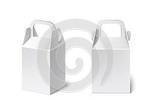 3d paper gift box mockup. White lunch package
