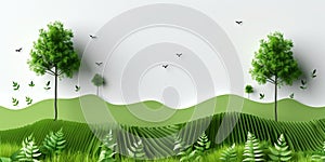 3D paper style art background for earth day, free space for text, ecology, environment, green blue planet