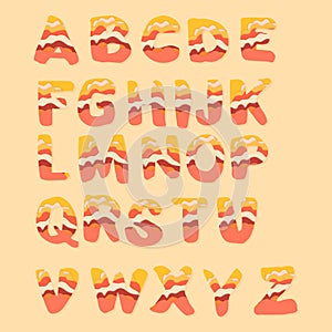 3D papercut alphabet. Vector illustration