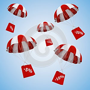 3d parachute and shopping bags