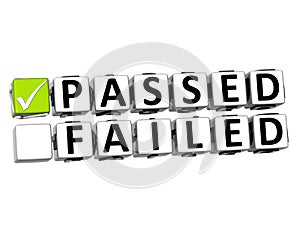 3D Passed Failed Button Click Here Block Text