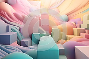 3D Pastel Colors Background. Nature showcase composition . Abstract minimal studio 3D rend Generative AI.