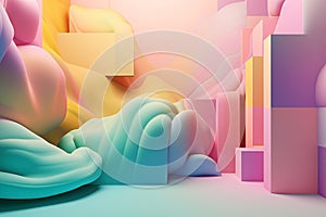 3D Pastel Colors Background. Nature showcase composition . Abstract minimal studio 3D rend Generative AI.