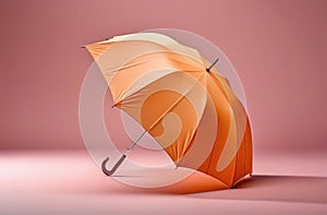 3d pastel peach color umbrella on peach background, Peach Fuzz