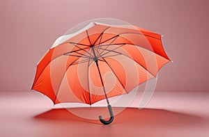 3d pastel peach color umbrella, Peach Fuzz, with copy space