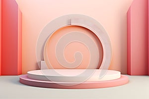 3D Pastel Podium Decoration with Geometric Elements