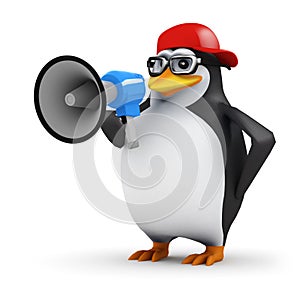 3d Penguin announcer