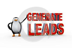 3d penguin with generate leads